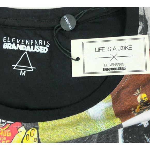 Eleven Paris Brandalised Collage Life Is A Joke Medium Crew Neck Tee T-Shirt - Picture 5 of 9